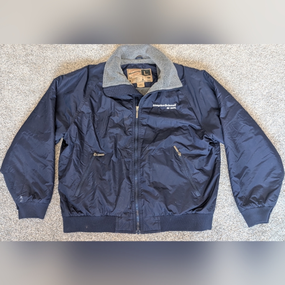 WearGuard Navy Blue Jacket Mens Size Large Gray Fleece-Lined Coat Style 401